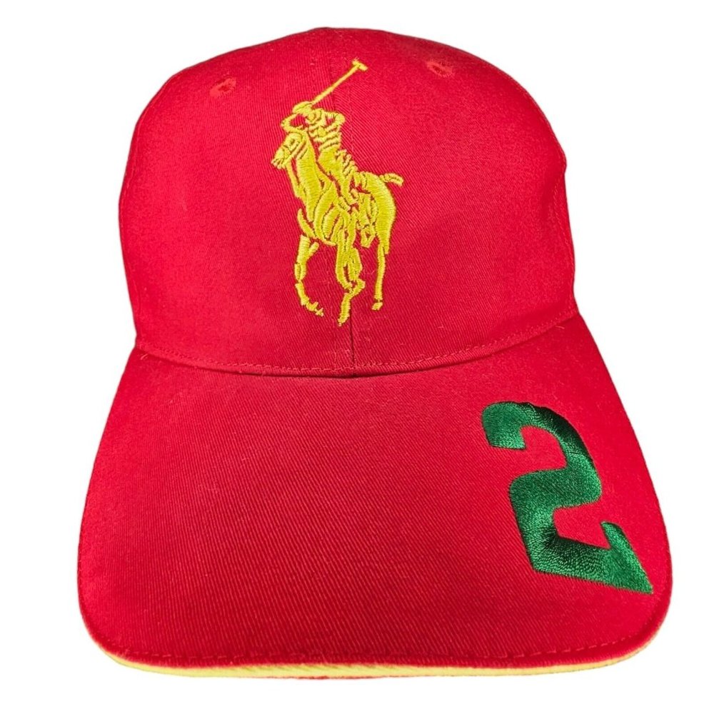 Polo Ralph Lauren Fragrances Big Pony Logo #2 Baseball Cap Hat Red Embroidered